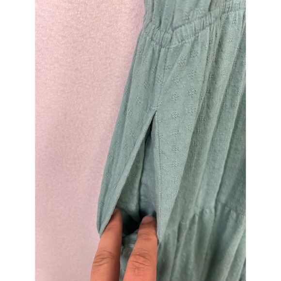 Cottagecore Destination 365 Womens MP Green Textured Puff Sleeve Tiered Dress - Picture 5 of 11